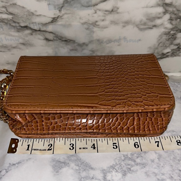 Bebe Fabiola Stamped Crocodile Crossbody Mini/Hand Bag Camel Brand - Picture 10 of 11